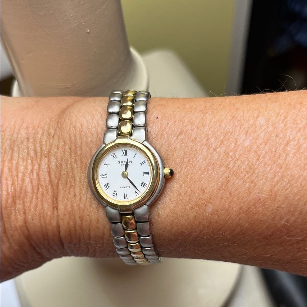 Gruen Women's Two-Tone Silver and Gold Bracelet Watch